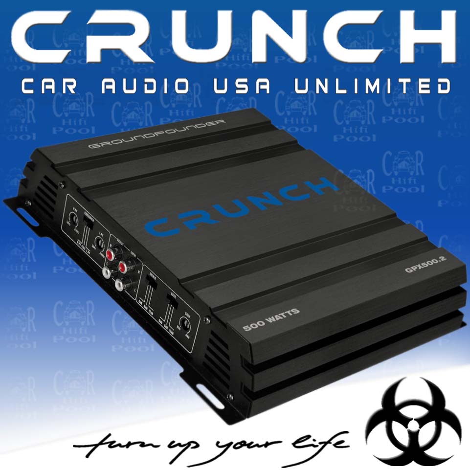 Crunch GPX-500.2 500 WATT 2-Kanal Auto Verstärker Subwoofer Endstufe PKW KFZ